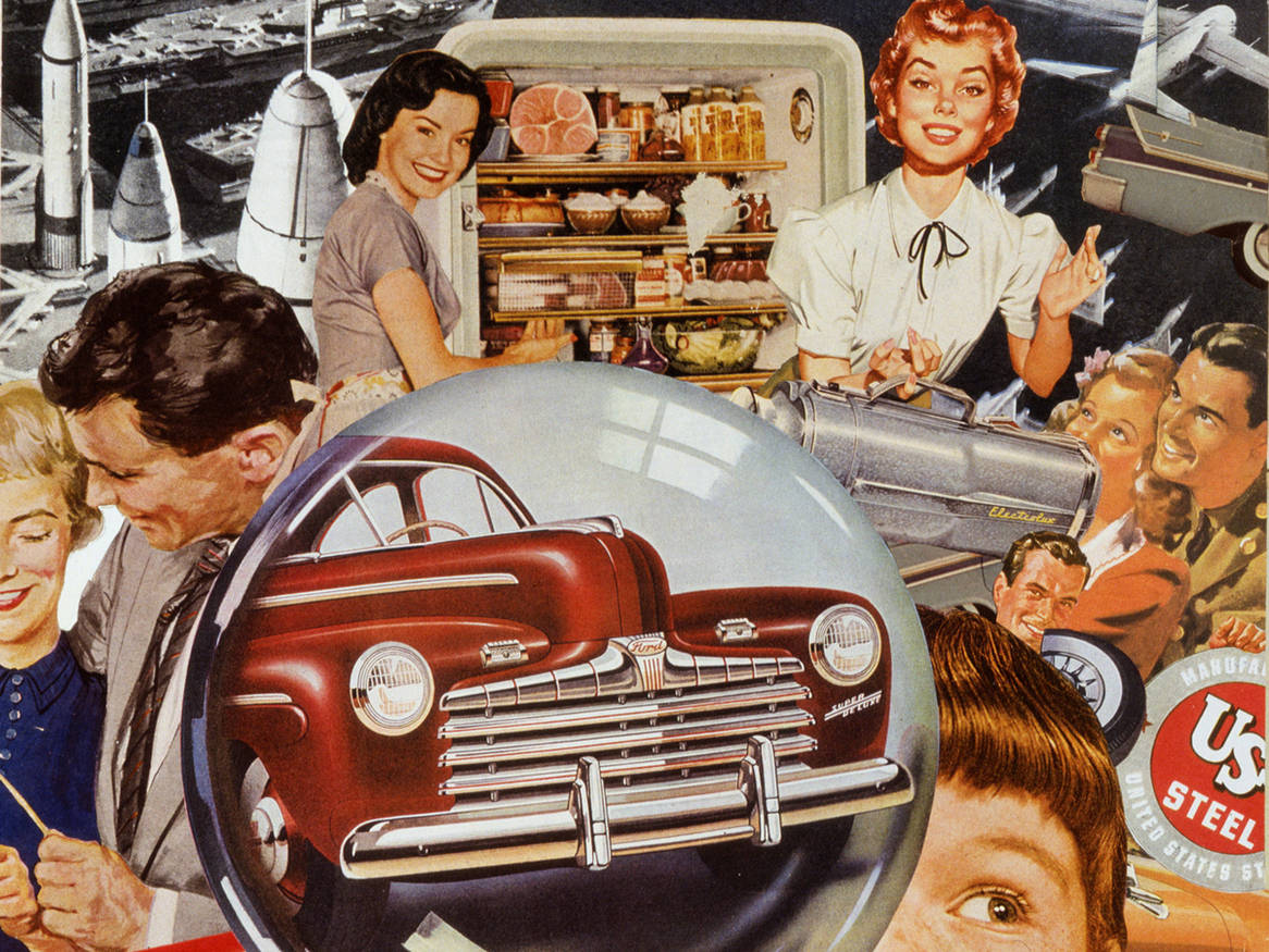 CONSUMER CULTURE Sally Edelstein Collage DEFROSTING THE COLD WAR